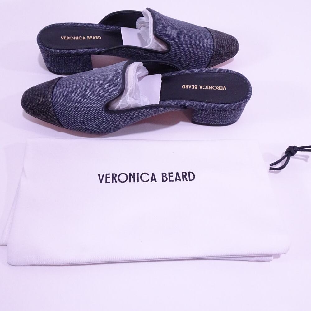 Veronica Beard Black and Gray Heeled Mules - Picture 6 of 9